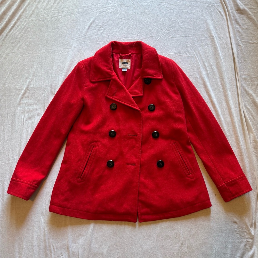Old Navy Women's Bold Red Pea Coat - Size S